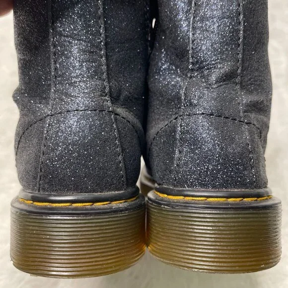 Dr. Martens Kid's Delaney Iridescent Glitter Combat Boots Lace Up Shoes Size 1 - Picture 9 of 11